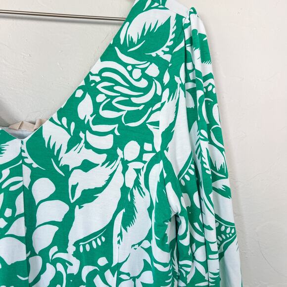 Soft Surroundings Green and White Baru Dress Medium - Picture 3 of 6